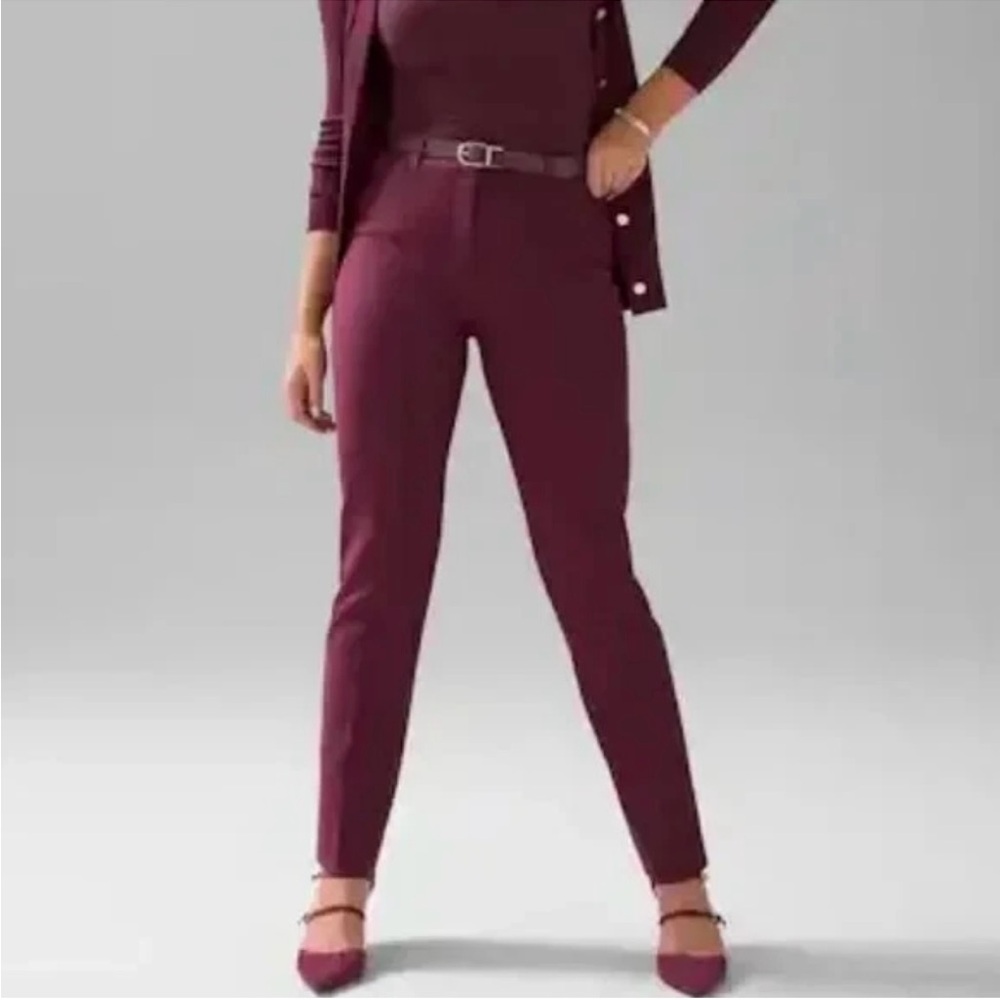 White House Black Market Comfort Stretch Slim Trouser Maroon 0P